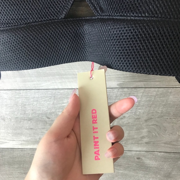 Paint it red black mesh cross body crop top - Picture 2 of 5